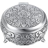 Hipiwe Metal Jewelry Box Vintage Ring Holder Trinket Organizer Small Round Earring Necklace Storage Box Jewelry Display Box K