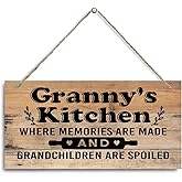 Granny's Kitchen Sign - Where Memories Are Made and Grandchildren are Spoiled, Granny Home Decor for Kitchen, Decorative Hanging Wall Plaque Wood Sign, Mother's Day Gift for Granny Grandma