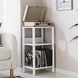 TUTOTAK Record Player Stand with Storage Up to 100