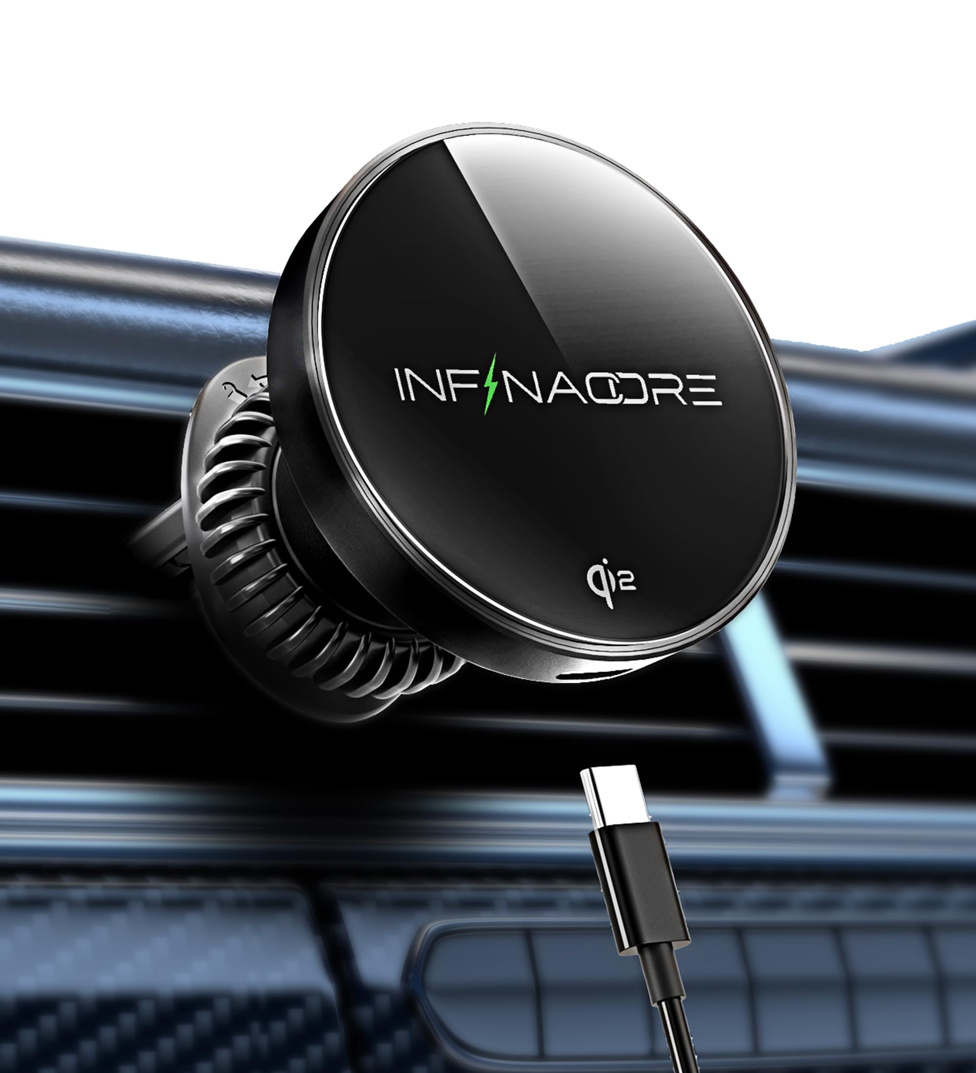 Photo 1 of InfinaCore for Qi2 15W MagSafe Car Mount Charger,Super Fast Magnetic Wireless Car Charger for iPhone 16 Pro Max Accessories, Qi2 MagSafe Charger Fits iPhone 16 15 14 13 12,Samsung with MagSafe Case