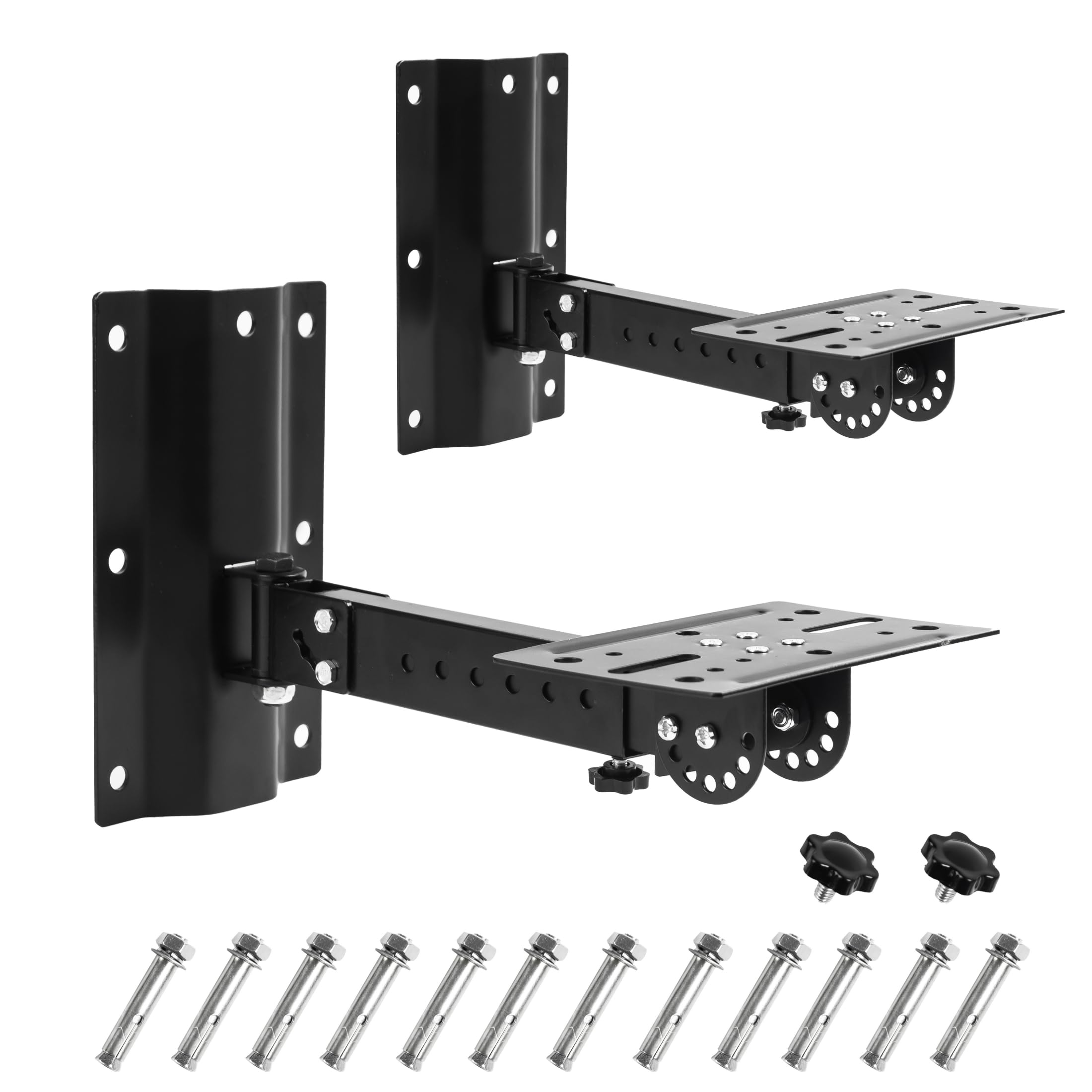 Speaker Wall Mount Brackets Hold up to 110lb-Universal Dual Wall/Ceiling Mount Speaker Stand/Holders/Shelf with Adjustable Swivel&Tilt&Length(Black)