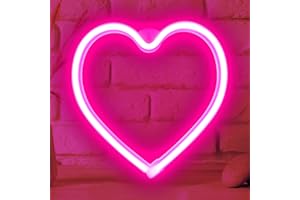 KREYFER Neon Heart Light Sign Decor for Valentine's Day, USB/Batteries Powered LED Heart Sign for Bedroom, Romantic Wall Art Love Decoration for Girls Room,Wedding,Anniversary, Birthday Party Favor (Pink)