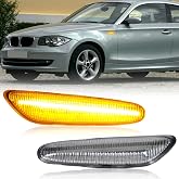 AUYICH Front Sequential LED Side Marker Turn Signal Lights Compatible with 2003-2013 E60 E61 E90 E91 E92 E93 E81 E87 E82 E88 E83 X3 328i 325i 135i 128i 325xi (Amber Light, Clear Lens)