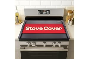 Riveira 30x22 Bamboo Black Stove Top Covers for Electric Stove & Gas Stove Top Covers for Gas Burners – Large Gas Stove Cover with Handle & Juice Groove – Rustic Stove Covers for Gas Stove Top