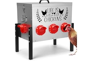 ‎TGEYD TGEYD 50LB Large Automatic Chicken Feeder – 8 Feeding Ports, No-Waste Poultry Feeder, with Adjustable Legs & Locking Lid