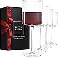 ELIXIR GLASSWARE Wine Glasses Set of 4-17oz - Square Wine Glasses, Large Red Wine or White Wine Glasses - Hand Blown Long Stem Wine Glass Set, Premium Crystal Wine Glasses - Housewarming Gifts