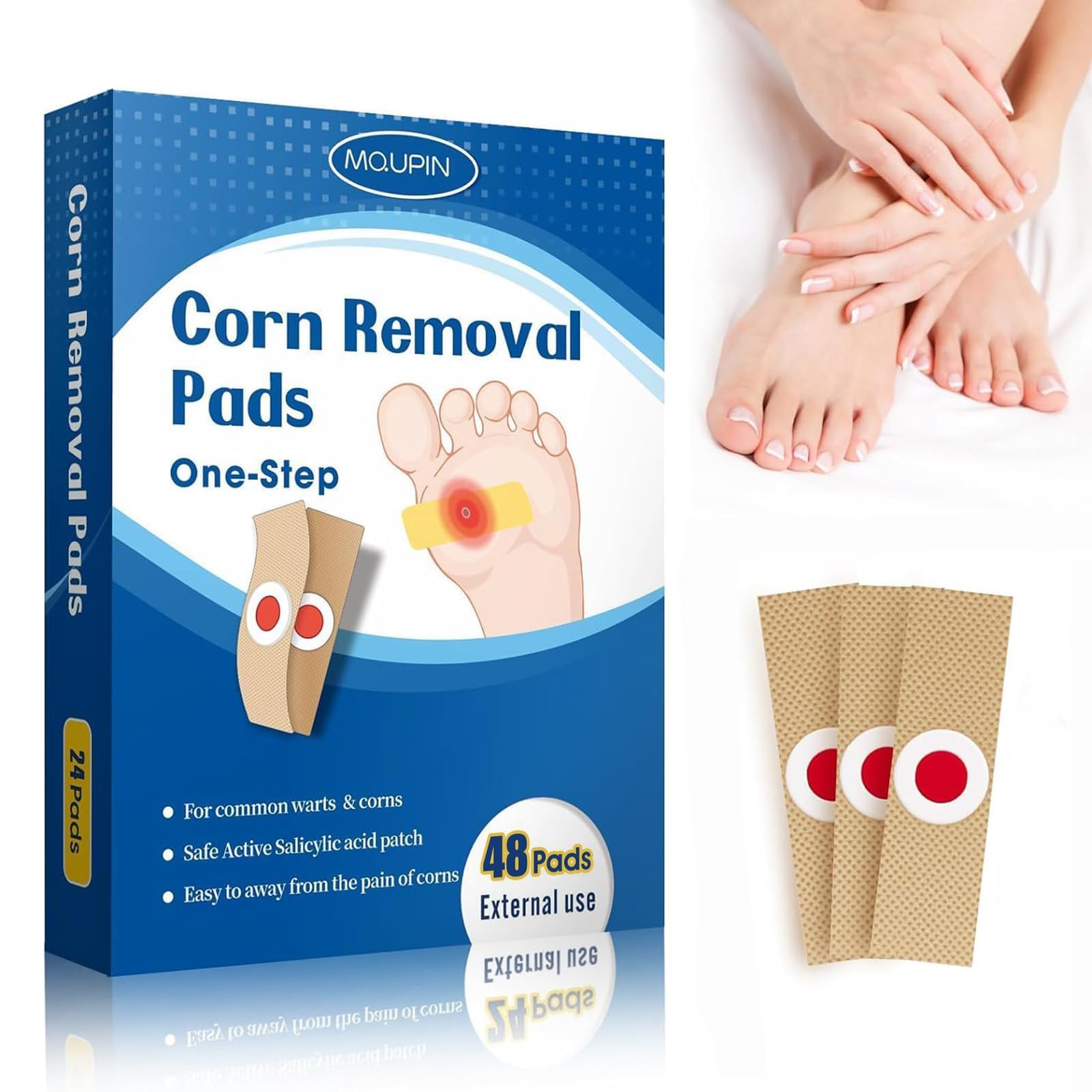 Photo 1 of 48 Count Corn Removal Pads for Feet and Toe, Corn Feet Remover for Extra Strength, Callous Remover