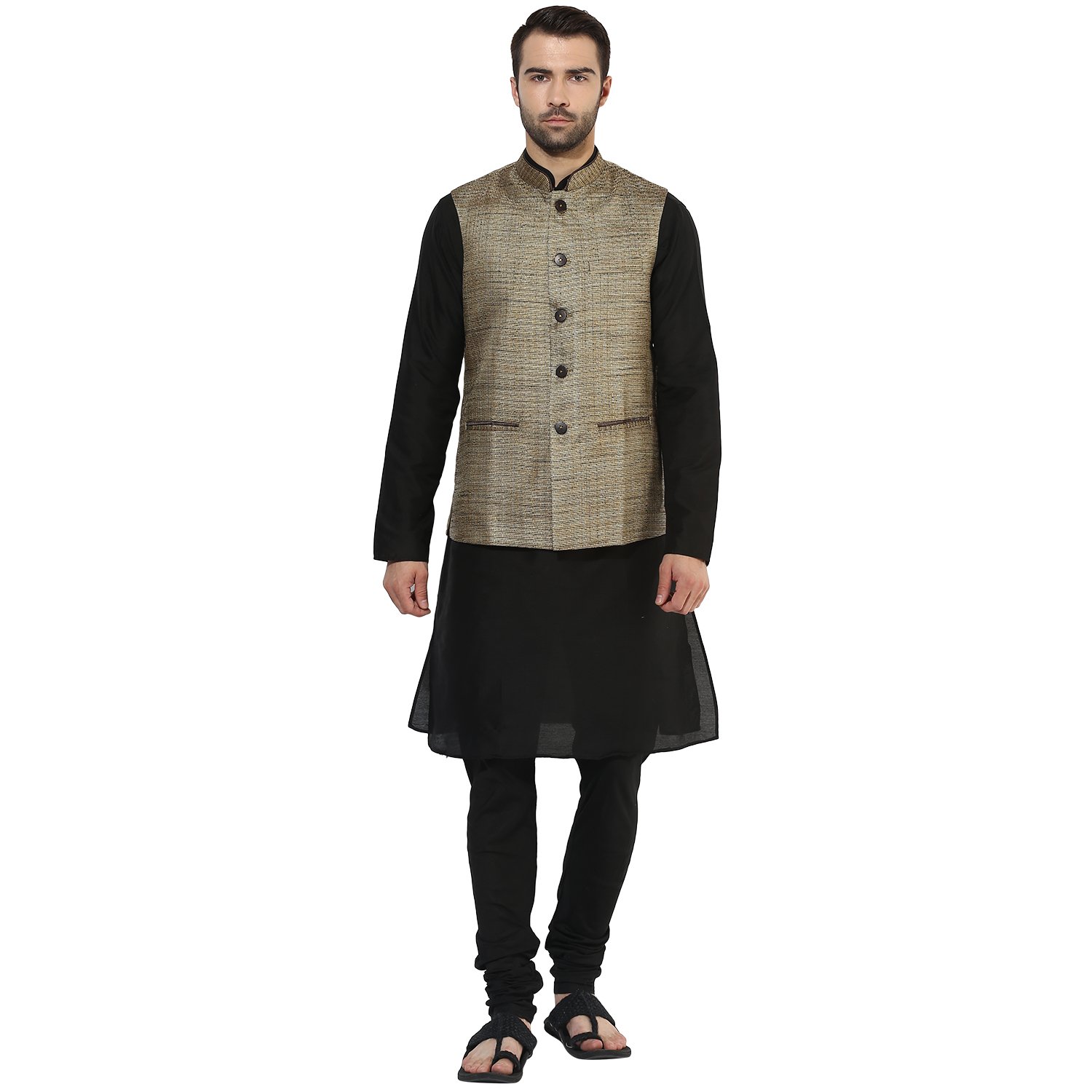 kisah brocade cotton silkself designwaistcoat for for men's