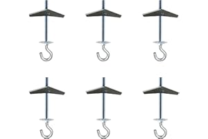 6 Pack Carbon Steel Plasterboard Ceiling Hooks Spring Toggle Wing Bolts Hanger Wall Ceiling Installation Cavity Wall Fixing A