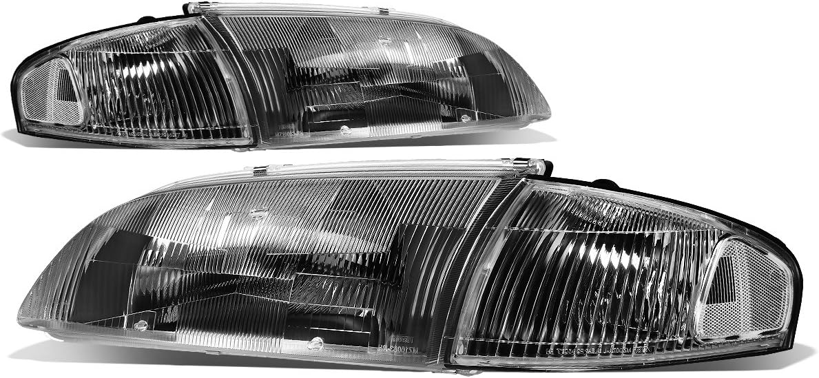 Amazon Com 4pcs Black Housing Left Right Side Headlight Clear Corner Lamps Replacement For Mazda 626 6th Gen 98 99 Automotive