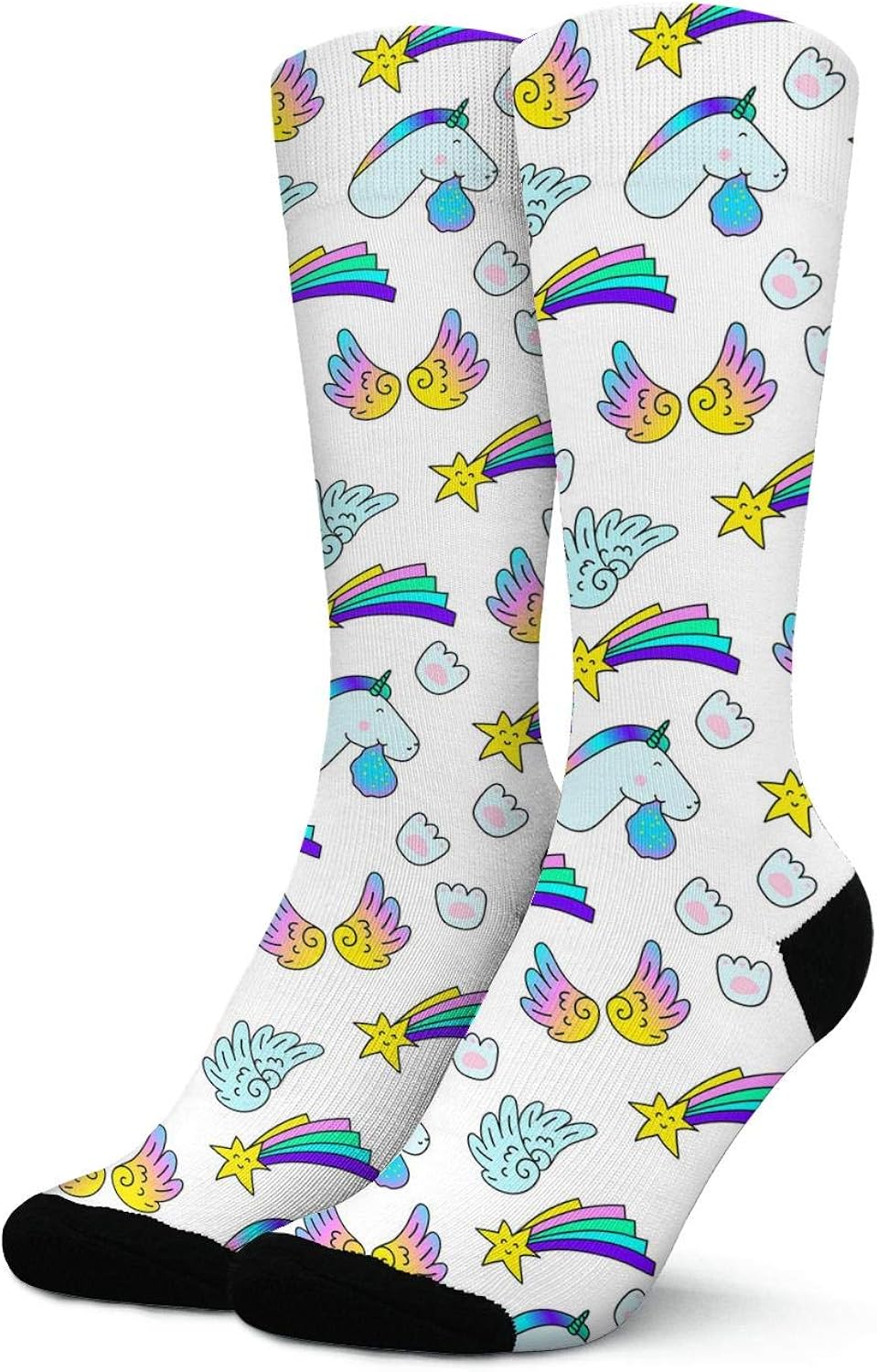 Women's Chihuahua Unicorn Rainbow Love Heart and Stars Socks Fashion Warmer High Ankle Socks