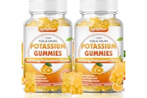 softbear Potassium Citrate 1000mg, Sugar Free Potassium Gummies for Adults Support Leg Cramps & Muscle Health High Potency Potassium Supplement Gummies Orange Flavor 120 Count