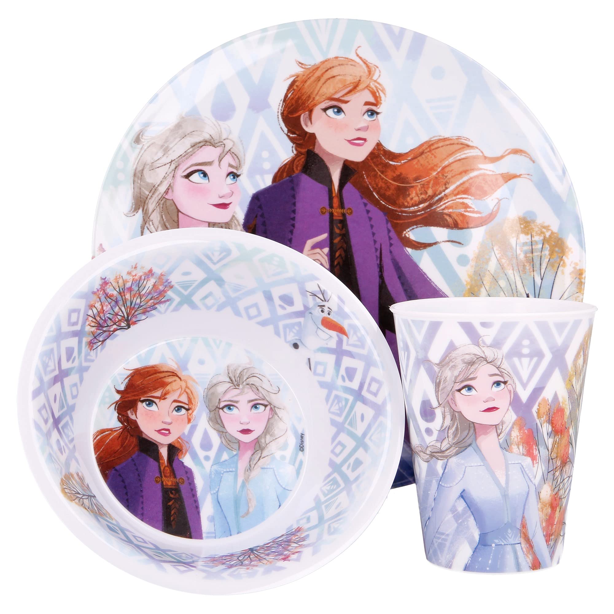 Stor 8412497510900Melamine Dinnerware Set 3-Piece Rimless Set, Frozen Ii Elements
