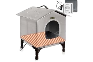 REST-EAZZZY Heated Cat House for Indoor Cats in Winter, Waterproof, Fully Insulated Shelter for Stray and Feral Cats, Great for Cat Houses for Outdoor Cat and Cat Beds for Indoor Cats (Black-Heat, Small)