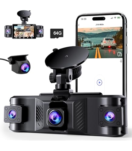NHOPEEW 4 Canaux Dash Cam 360°- 1080P Ont Et Back Dashcam