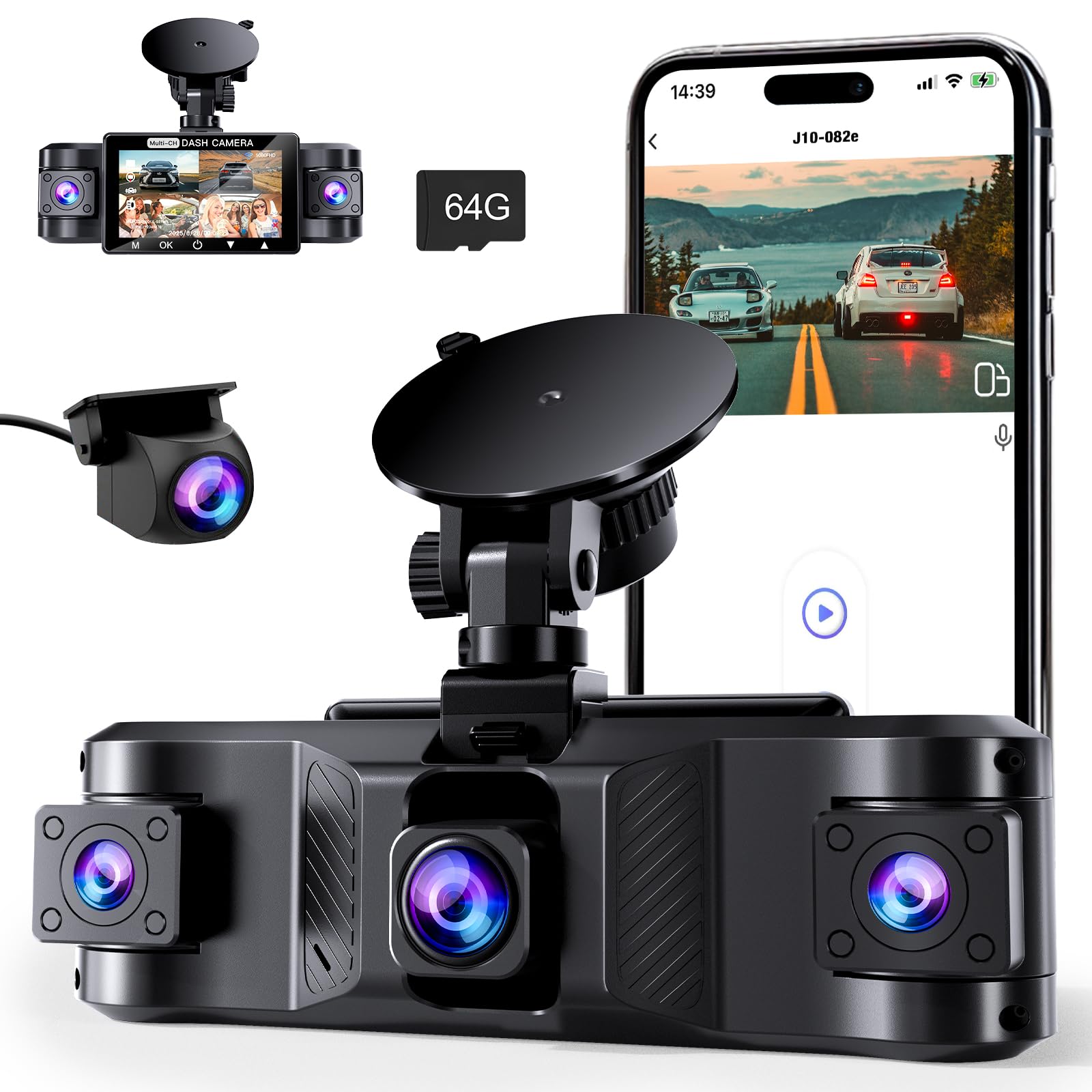 4 Channel 2.5K Dash Cam Front Rear Left