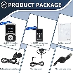 Retekess T130S Whisper Tour Guide System, Assisted