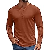 COOFANDY Mens Henley Shirts Long Sleeve Casual Pullover Shirt Fashion Button T-Shirt