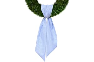 CHMACURA Baby Shower Wreath Sash for Front Door, Blue Seersucker Sash Holiday Stripes Wreath Accessories for Home Wedding Birthday Decorations