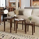 Kmax Nesting Tables Set of 3, Small Sofa Side Table Rustic Stacking End Table Rectangle Solid Wood Coffee Tables for Small Sp