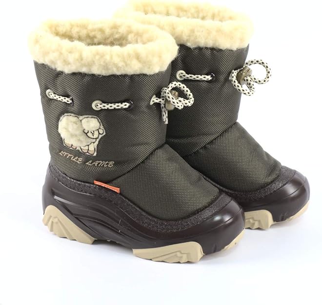 demar. Little Lamb Children's Winter Boots with Laces Wool Lined Water
