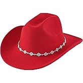 Xufadiva Women's Cowgirl Hat Rhinestone Western Wide Brim Cowboy Hats