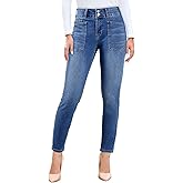 Sidefeel Women's Skinny Jeans Straight Leg High Waisted Stretchy Ankle Denim Pants with Patch Pockets
