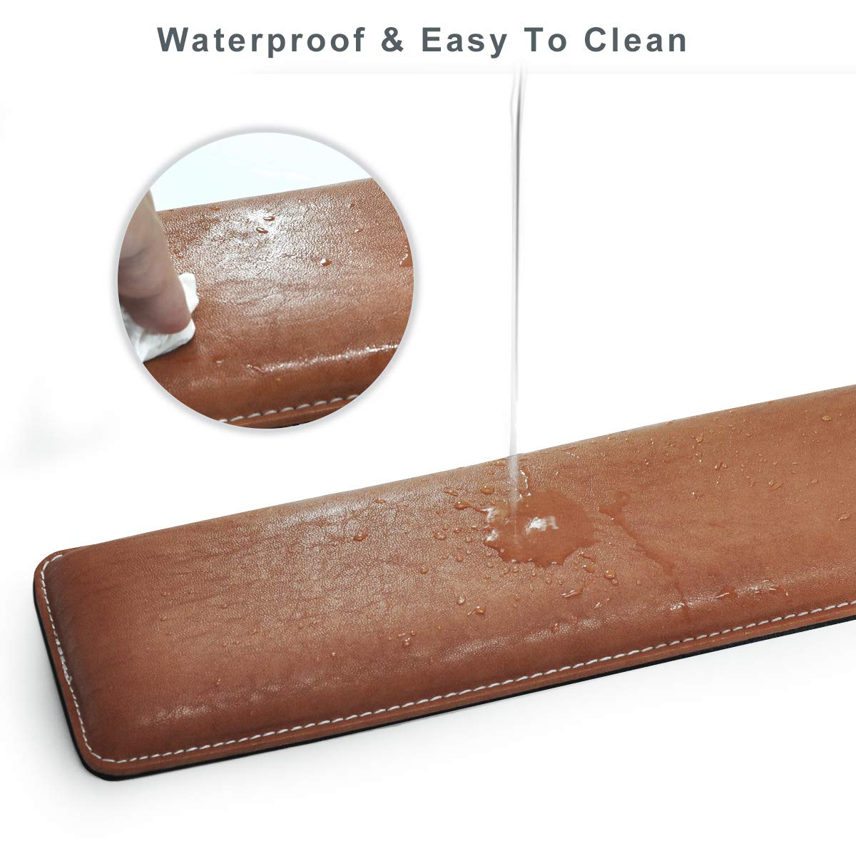 Black PU Leather Wrist Rest for Keyboard 41.5x9.5cm Full Size Soothing