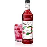 Monin Raspberry Syrup for Drinks - 1 liter / 33.8 fl oz | Raspberry Syrup Flavoring for Cocktails, Mocktails, Lemonade, Iced Teas, Coffee, Sodas, &amp; More, Kosher, Gluten Free, Non-GMO