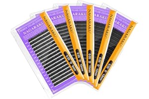 NAGARAKU 5 Trays Eyelash Extensions 0.05mm D curl 9/10/11/12/13mm in 1 pack Individual Classic Faux Mink Lashes Supplies