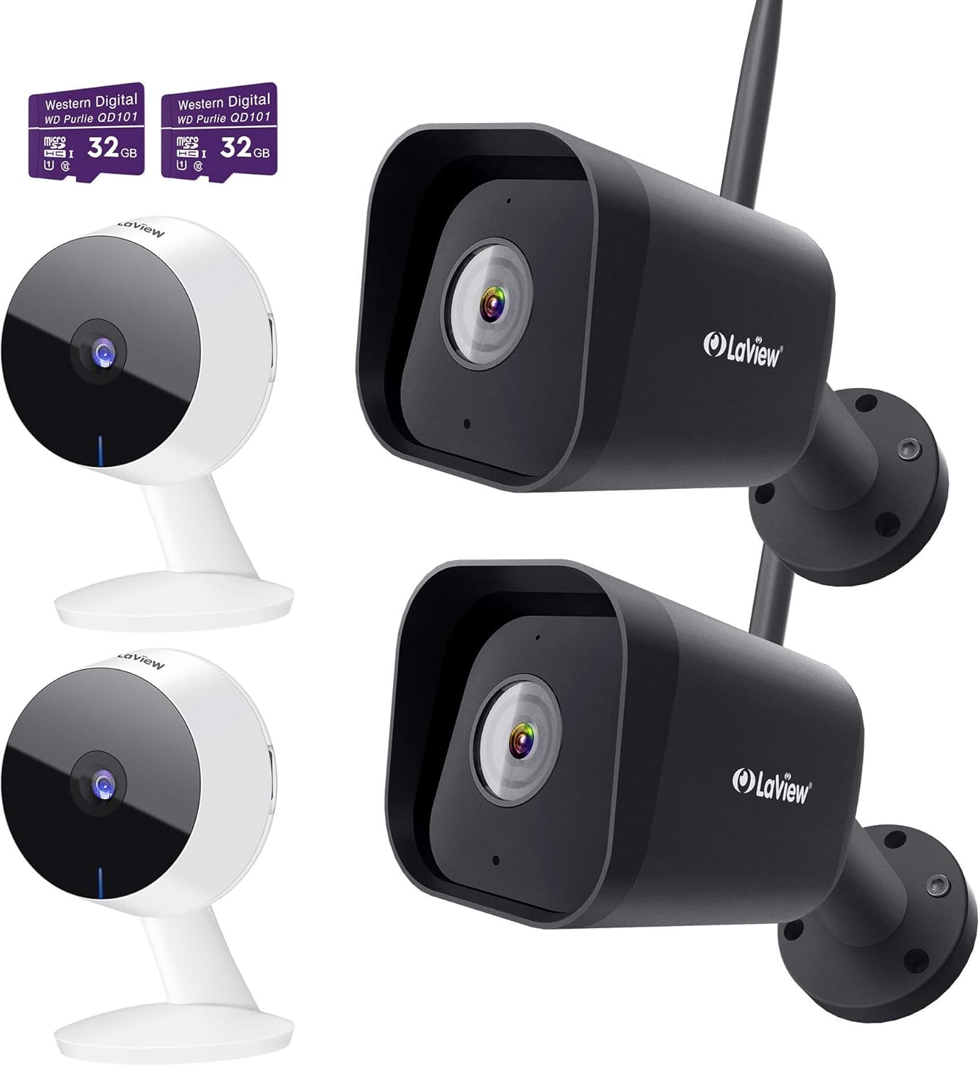 LaView Home Security Camera,Mini Security Cameras,Home Security System with Motion Detection,Include 2 SD Cards,32GB ,Two-Way Audio, Night Vision,WiFi Indoor for Baby/pet,Alexa, USA Cloud Service