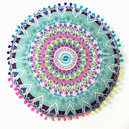 Indexp Round Pillowcase Indian Bohemian Cushions Mandala Floor