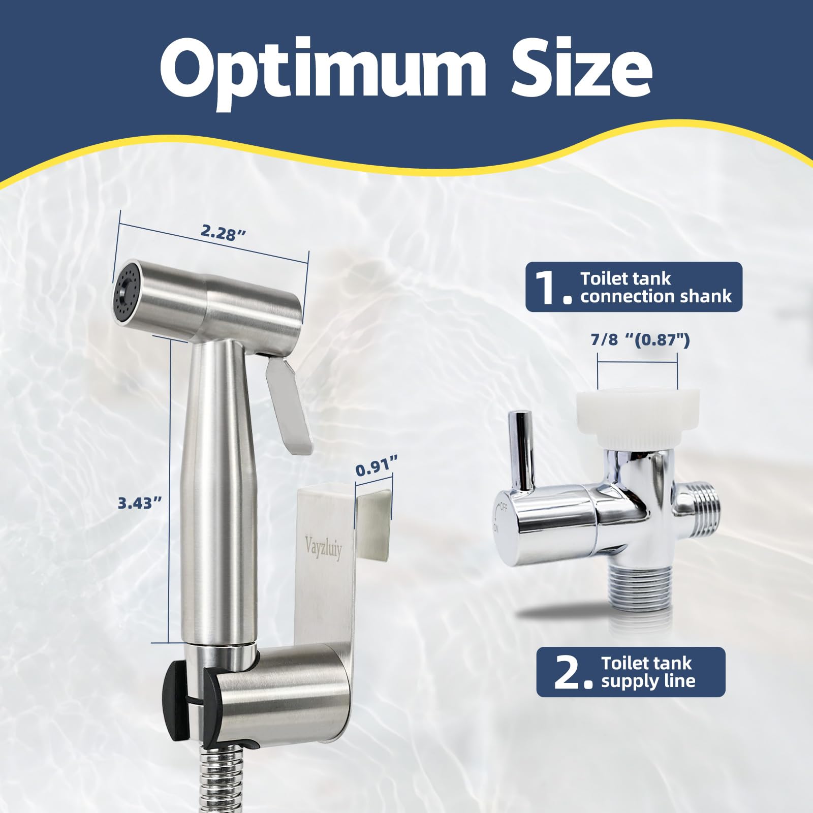 Vayzluiy Handheld Toilet Bidet Sprayer for Toilet-Adjustable Water Pressure Control with Bidet Hose for Feminine Wash, Stainless Steel Brushed Nickel Cloth Diaper for Baby Wash (Stainless Steel, 1)