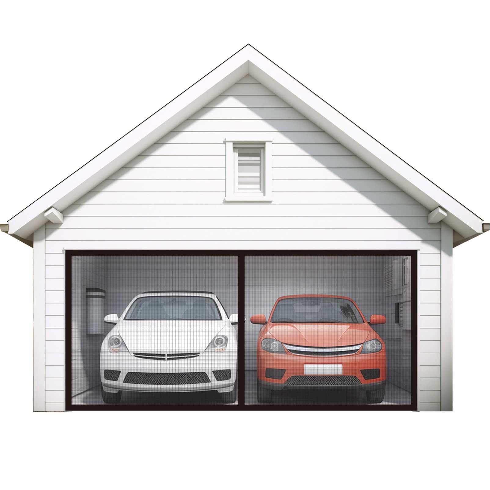 AURELIO TECH Magnetic Garage Door Screen for 2 Car 16x7 ft Double Garage Door Mesh Screen Curtain Cover Kit with Hook and Loop