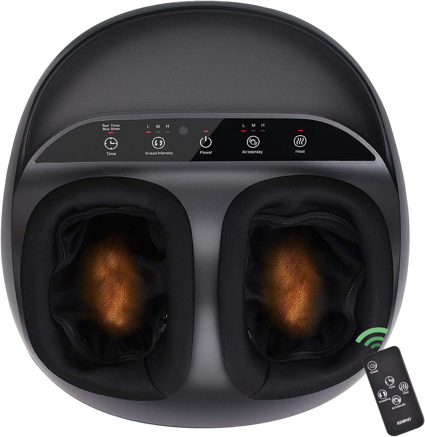 RENPHO Foot Massager Machine with Heat and Remote, Shiatsu Deep Kneading, Multi-Level Settings, Delivers Relief for Tired Muscles and Plantar Fasciitis, Fits feet up to Men Size 12: Health & Personal Care