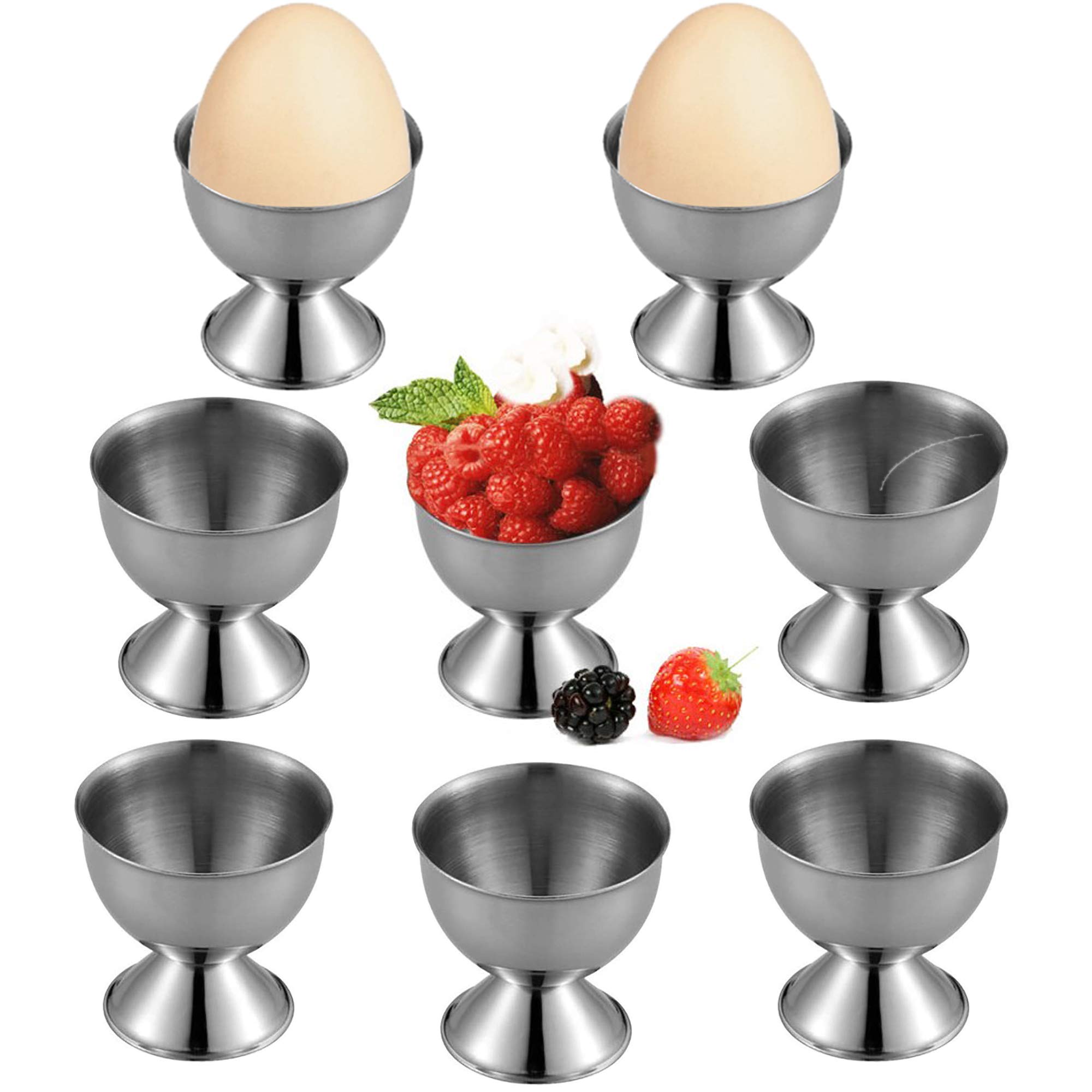 Schneespitze 8 Pieces Egg Cups,Stainless Steel Egg Cups Set,Egg Cups Holder Stand,Egg Holders Kitchen Tool for Soft Boiled Eggs