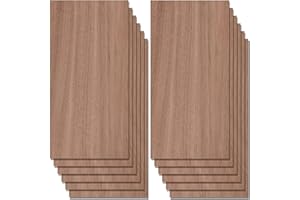 RHBLME 12 Pieces of Walnut Thin Plywood Sheets, 8" x 4" x 2/5" Walnut Unfinished Wood Plywood, Walnut Unfinished Plywood for Laser Cutting & Engraving, Painting, DIY Decorations
