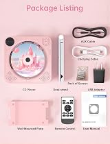 Arafuna Portable CD Player with Bluetooth 5.0 Speakers Remote LCD Display view 8