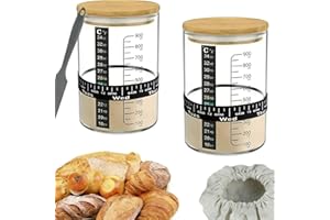 Pro Sourdough Bread Starter Kit - 34 oz Large Capacity Jar with 5 unique features for the perfect sour dough bread & sourdoug