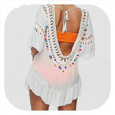 Blue Stor Pareo Crochet Bikini Cover Up Tunic Tops Women - 