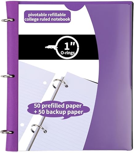 Flexible Folder 360° Pivotable Project Organizer Binder - 2 Pack With Tab Dividers & Pockets, Purple 3 Ring Binders With Dividers - View #4