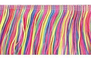 HEARTWISH Fringe Trim Lace Nylon Fabric Tassel 6inch Wide 10 Yards Long for Clothes Accessories Latin Wedding Dress DIY Lamp Shade Decoration Rainbow Neon Mixed Color