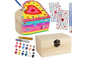 SUPREME XMAS Crafts for Girls Ages 8-12, 2 Pack Paint Your Own Wooden Jewelry Box Kit DIY Arts and Crafts Kit for Kids Ages 4-6 6-8 Creative Activity Toys Valentines Day Gifts Birthday Party Favors