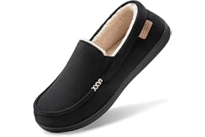 HomeTop Men's Classic Moccasin Slippers Comfy Memory Foam Indoor House Shoes