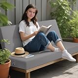 Outdoor 2 Seater Bench Cushion 8cm Thick Waterproof Grey view 2
