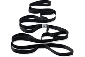 Slim Panda Stretching Strap with Loops, 10 Loops Yoga Strap for Stretching, Non-Elastic Stretch Strap with Exercise Guide Book for Pilates, Leg Stretch, Physical Therapy, Flexibility, Gymnastics