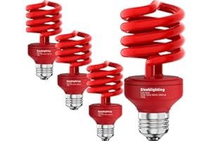 SLEEKLIGHTING 23 Watt T2 RED Light Spiral CFL Light Bulb, General Purpose - UL Approved- 120V, E26 Medium Base- Indoors/Outdoor Energy Saver (Pack of 4)