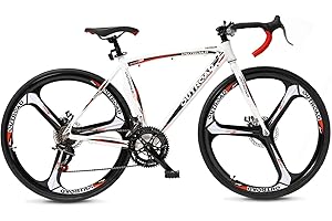 Max4out 700C Wheel Road Commuter Bike, 14/21 Speed Shifter, Dual Disc Brakes Racing Bicycle with Light Aluminum Alloy Frame for Adult Men and Women