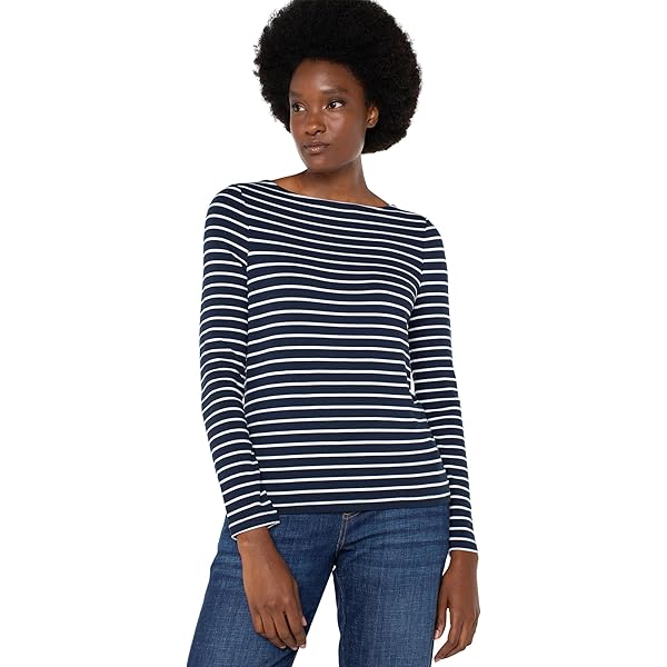 Liverpool Los Angeles Long Sleeve Boatneck Knit Top - Top for