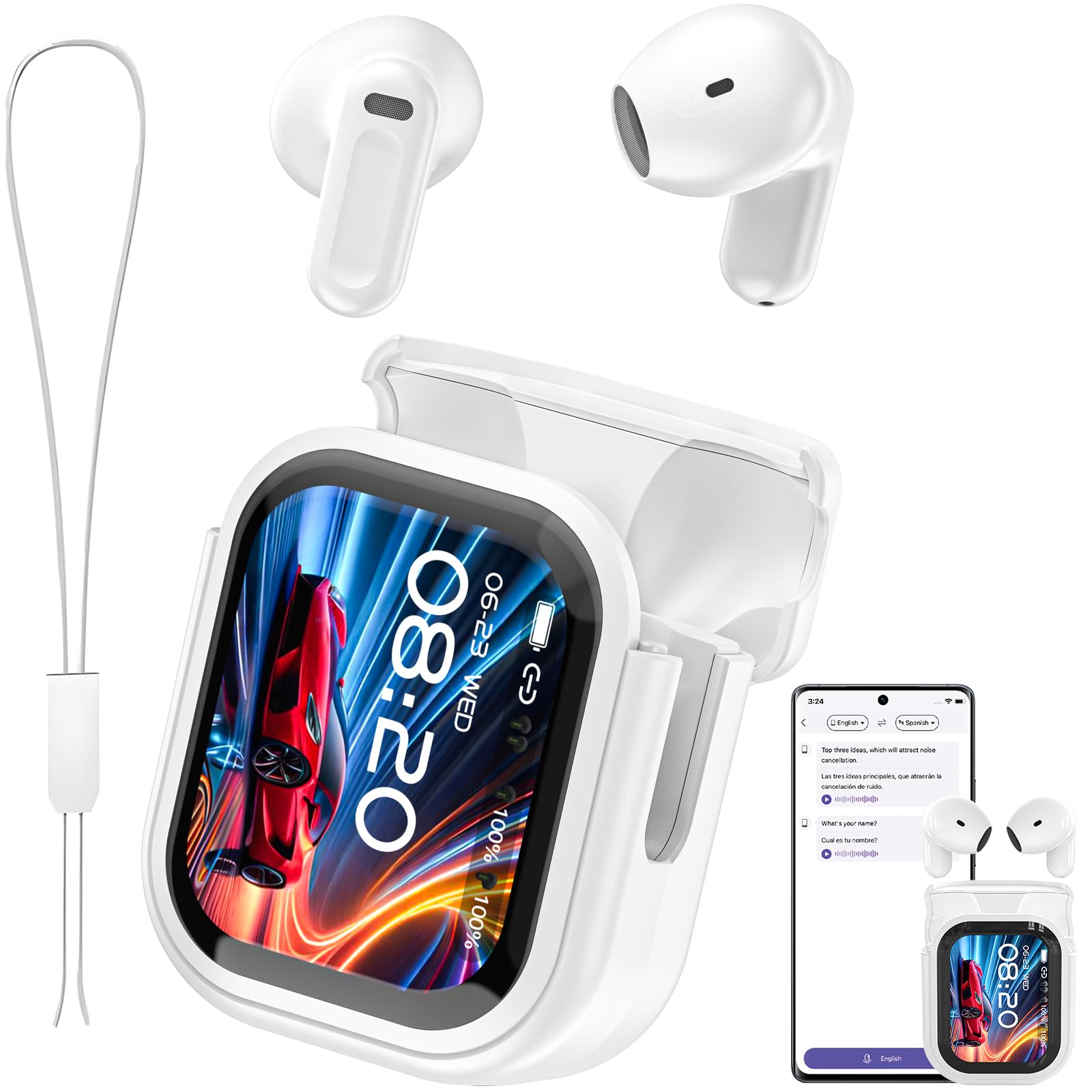 Photo 1 of ***FACTORY SEALED*** Dwolm NE20 AI Translation Earbuds Real Time: 3-in-1 Translation Headphones with Touch Screen, 135 Languages, Translator Earbuds with 60H Playtime, Support Playing Music Phone Calls for Travel